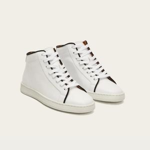 Frye Alexis High Top White Leather Black Trim